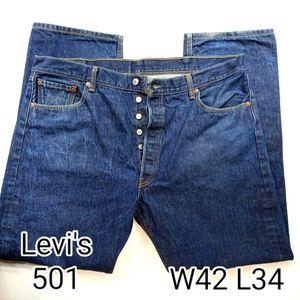 Levi's 501 Button Fly Straight Leg Jeans W42 L34